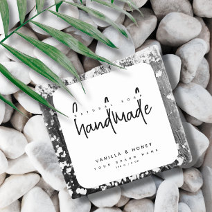 Minimalist script black handmade soap label