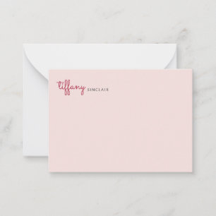 Minimalist Script Blush Pink Modern Chic Custom Note Card
