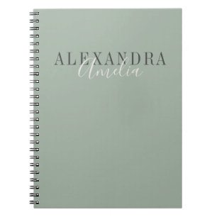 Minimalist Script Boho Sage Green Custom Business Notebook