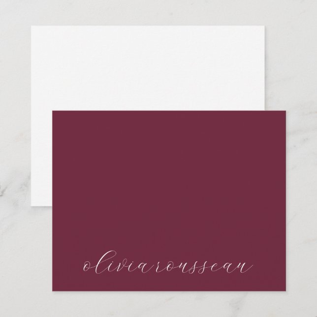 Minimalist Script Bordeaux Wine Note Card (Front/Back)