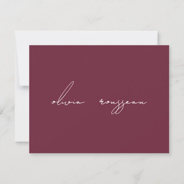 Minimalist Script Bordeaux Wine Personalized Note Card (Front)