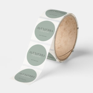 Minimalist Script Brand Sage Green Custom Business Classic Round Sticker
