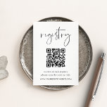 Minimalist Script Bridal or Baby Shower Registry Enclosure Card<br><div class="desc">Need to include more details with your invitation? This customizable enclosure card has two custom text fields for sharing important information with your guests. Design features soft black handwritten script lettering. Customize the text and personalize to match your event colors or theme. This Registry enclosure card includes a customizable QR...</div>