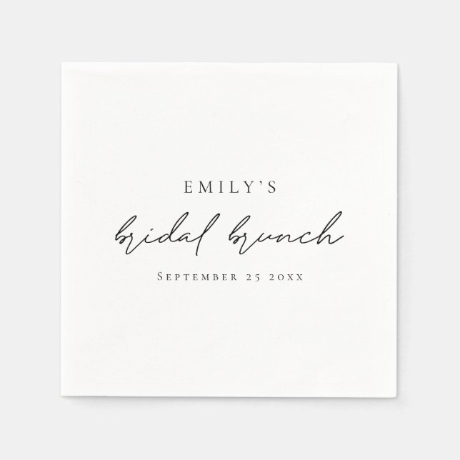 Minimalist Script Bridal Shower Brunch Napkins (Front)