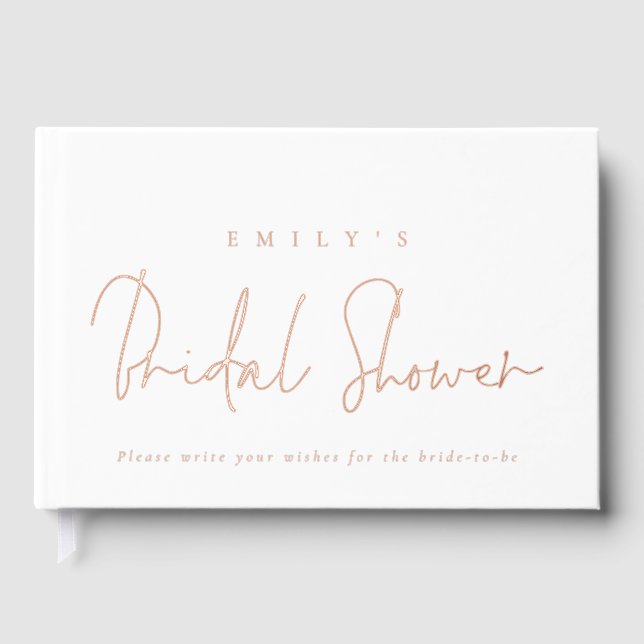 Minimalist Script Bridal Shower Foil Guest Book (Front)