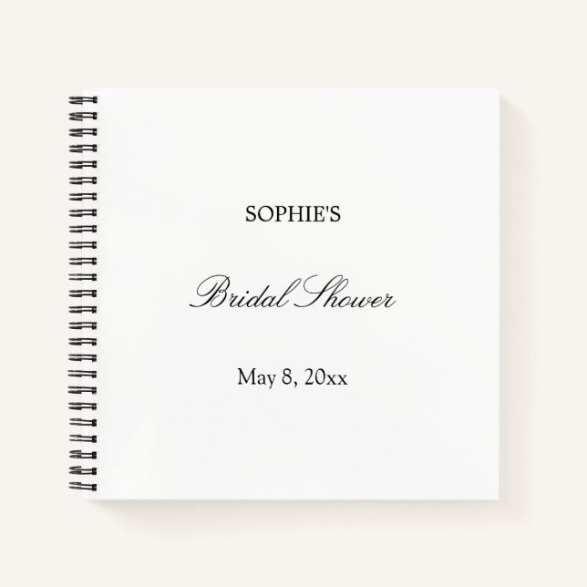 Minimalist Script Bridal Shower Guest Book (Front)