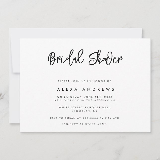Minimalist Script Bridal Shower Invitation (Front)