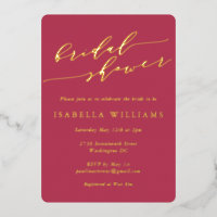 Minimalist Script Bridal Shower Magenta Gold