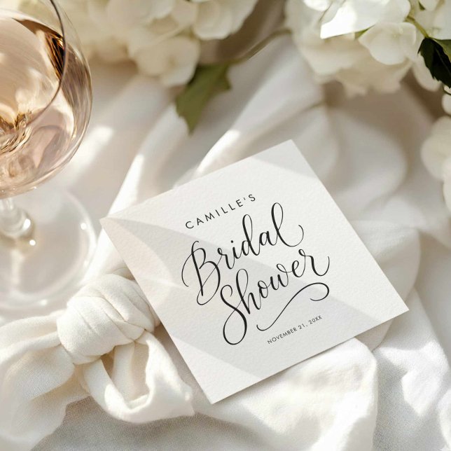 Minimalist Script Bridal Shower Napkins (Minimalist Script Bridal Shower Paper Napkin)
