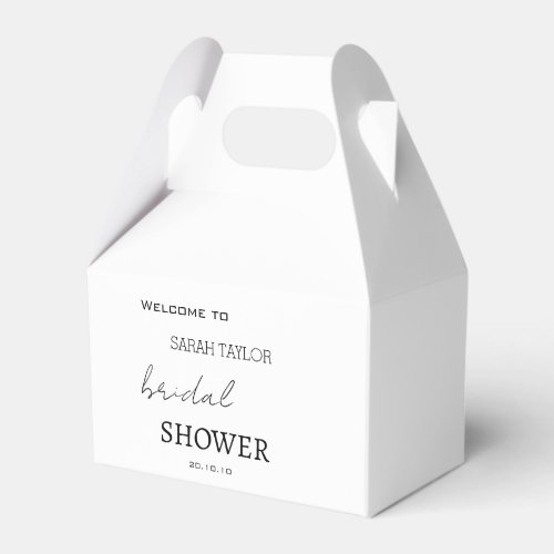 Minimalist Script Bridal Shower Party Welcome  Favor Boxes