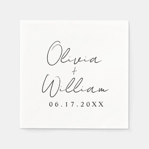 Minimalist Script Bride Groom Names Napkins