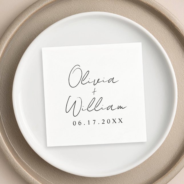 Minimalist Script Bride Groom Names Napkins (Creator Uploaded)