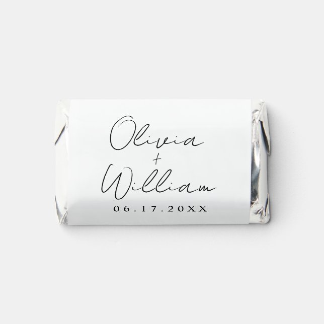 Minimalist Script Bride Groom Names Wedding Hershey's Miniatures (Front)