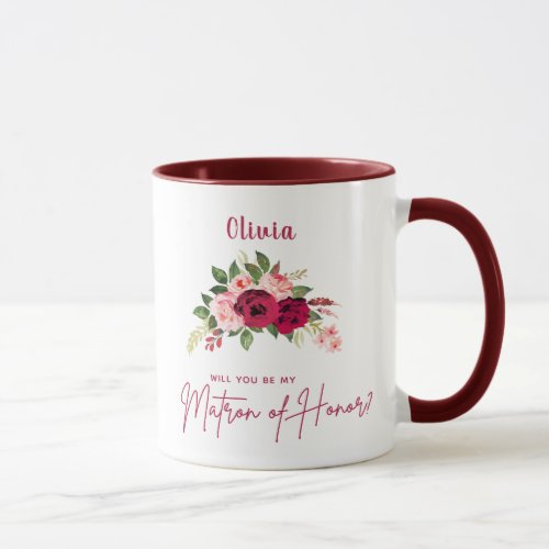 Minimalist Script Bride Matron of honor Proposal Mug