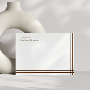 Minimalist Script Brown Double Border Note Card