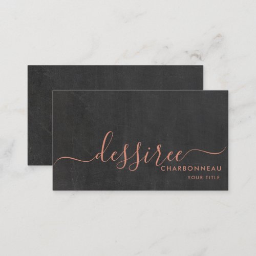 Minimalist Script Burnt Sienna Smoky Charcoal  Business Card