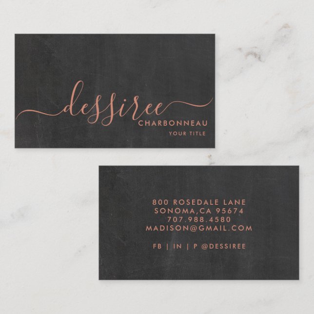 Minimalist Script Burnt Sienna Smoky Charcoal  Business Card (Front/Back)