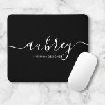 Minimalist Script Calligraphy Black Mouse Pad<br><div class="desc">Minimalist and modern mouse pad.</div>