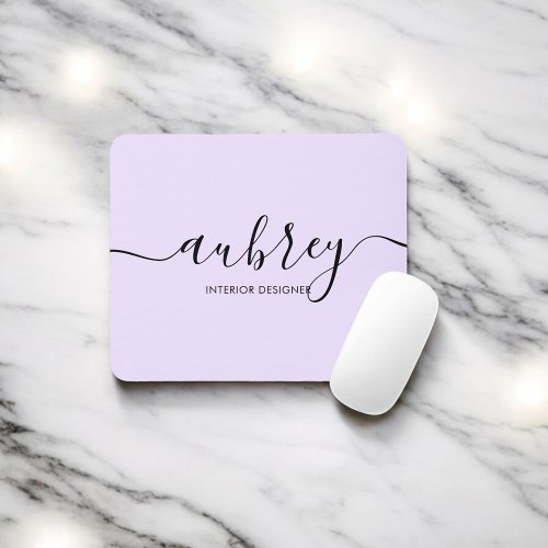 Minimalist Script Calligraphy Light Purple Mouse Pad