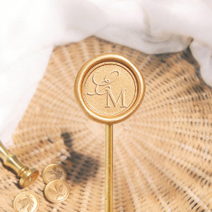 Minimalist Script Calligraphy Wedding Monogram Wax Seal Sticker