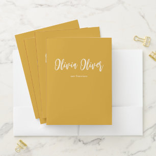 Minimalist Script Calligraphy Yellow Chic Modern Pocket Folder