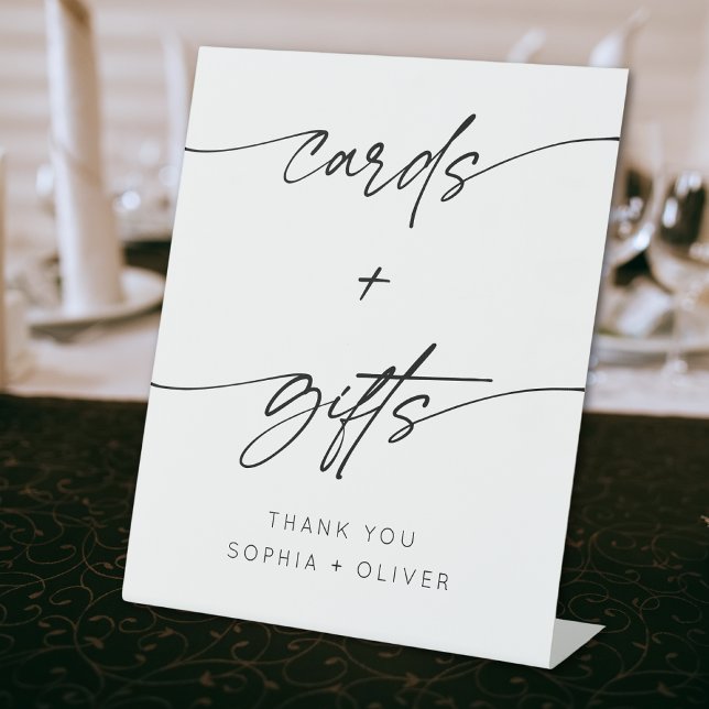 Minimalist Script Cards and Gifts Wedding  Pedestal Sign (Creator Uploaded)