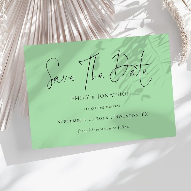 Minimalist Script Celadon Green Save The Date (Creator Uploaded)