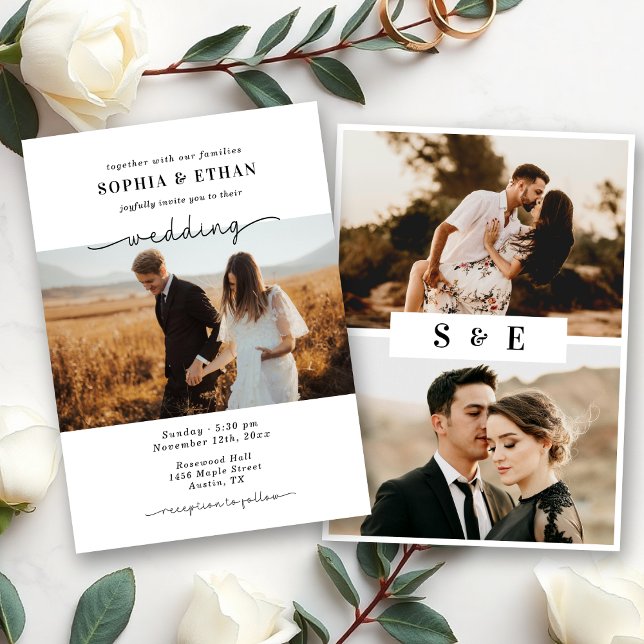 Minimalist Script Classic Elegant Photo Wedding Invitation (Creator Uploaded)