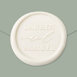Minimalist Script Couple Names Monogram Wax Seal Sticker<br><div class="desc">This elegant minimalist wedding wax seal sticker features the couple's first names in clean block lettering with a flowing script "and" joining them as the central monogram. Personalize with the bride and groom's first names for a timeless keepsake. Available in multiple wax colors. Perfect for sealing wedding invitations, save the...</div>