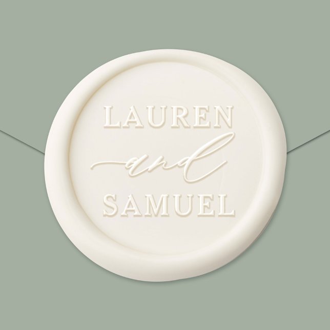 Minimalist Script Couple Names Monogram Wax Seal Sticker (Creator Uploaded)