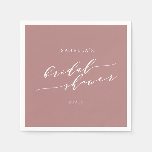 Minimalist Script Custom Bridal Shower Dusty Rose Napkins