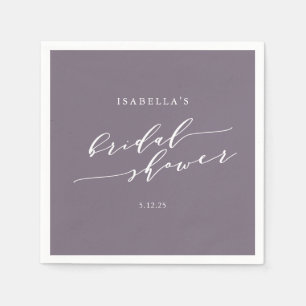 Minimalist Script Custom Bridal Shower Plum Purple Napkins