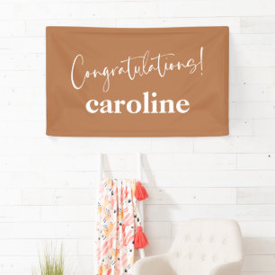 Minimalist Script Custom Congratulation Terracotta Banner