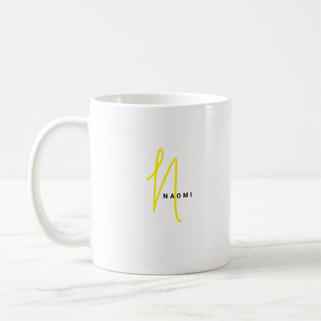 Minimalist Script | Custom Monogram and Name Coffee Mug (Left)
