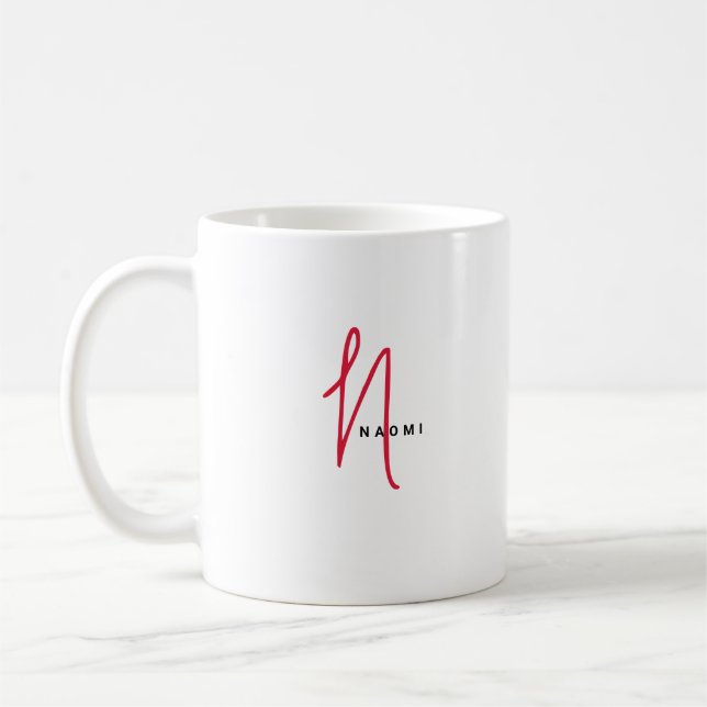 Minimalist Script | Custom Monogram and Name Coffee Mug (Left)