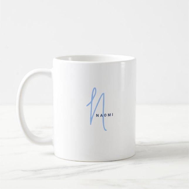 Minimalist Script | Custom Monogram and Name Coffee Mug (Left)