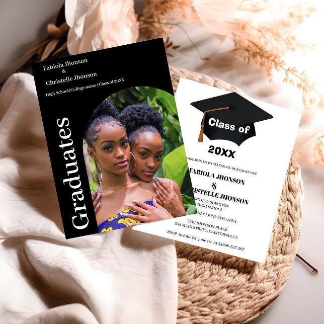 Minimalist script double graduation announcement (Creator Uploaded)