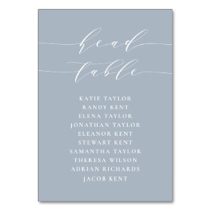Minimalist Script Dusty Blue Head Table Wedding Number