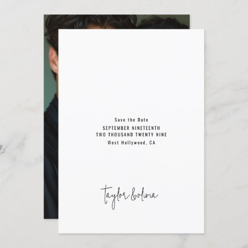 Minimalist Script Editorial Photo Wedding Save The Date