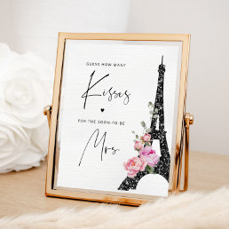 Minimalist script Eiffel tower How many kisses Poster