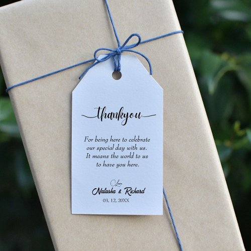 Minimalist script elegant   wedding thank you  gif gift tags