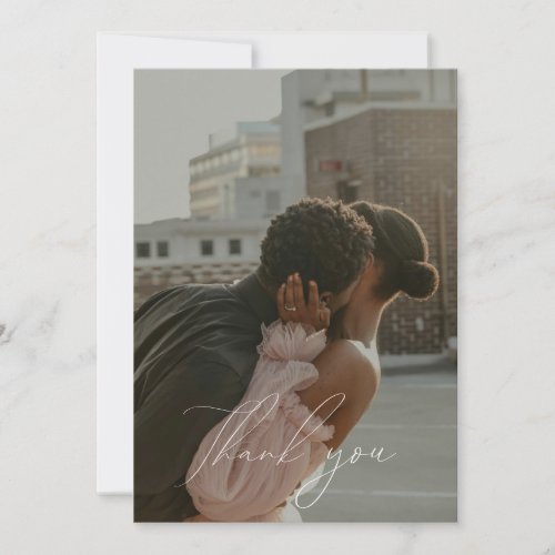 Minimalist Script Flat Photo Thank You Card