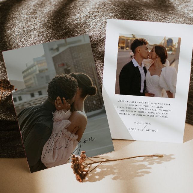 Minimalist Script Flat Photo Thank You Card (Creator Uploaded)