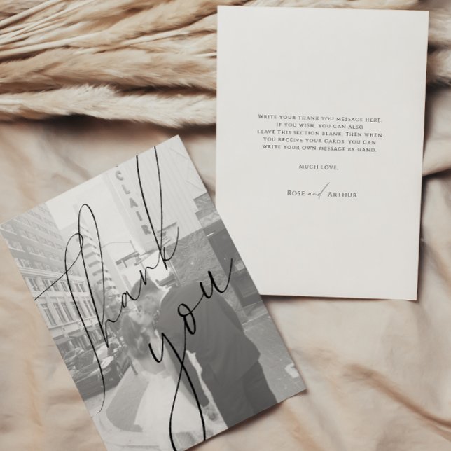 Minimalist Script Flat Photo Thank You Card (Creator Uploaded)