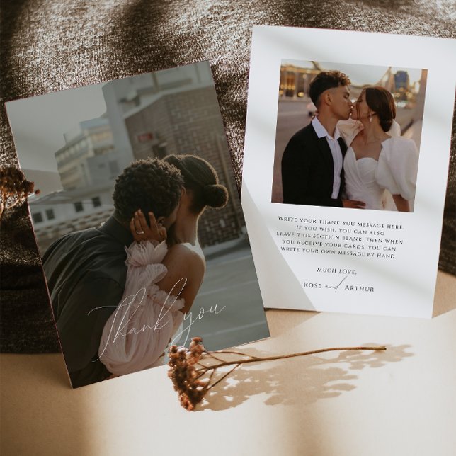 Minimalist Script Flat Photo Thank You Card (Creator Uploaded)