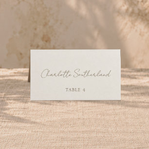 Minimalist Script Folded Ivory Wedding Place Card