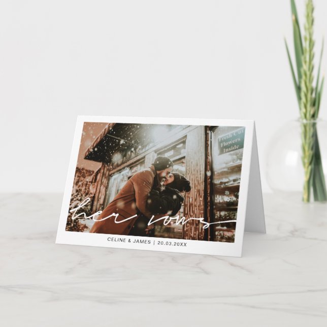 Minimalist Script Font Her Vows Card (Front)