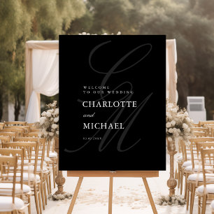 Minimalist Script Font Monogram Elegant Wedding Foam Board