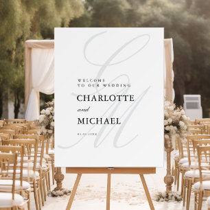 Minimalist Script Font Monogram Elegant Wedding Foam Board