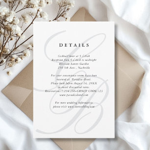 Minimalist Script Font Monogram   Elegant Wedding RSVP Card